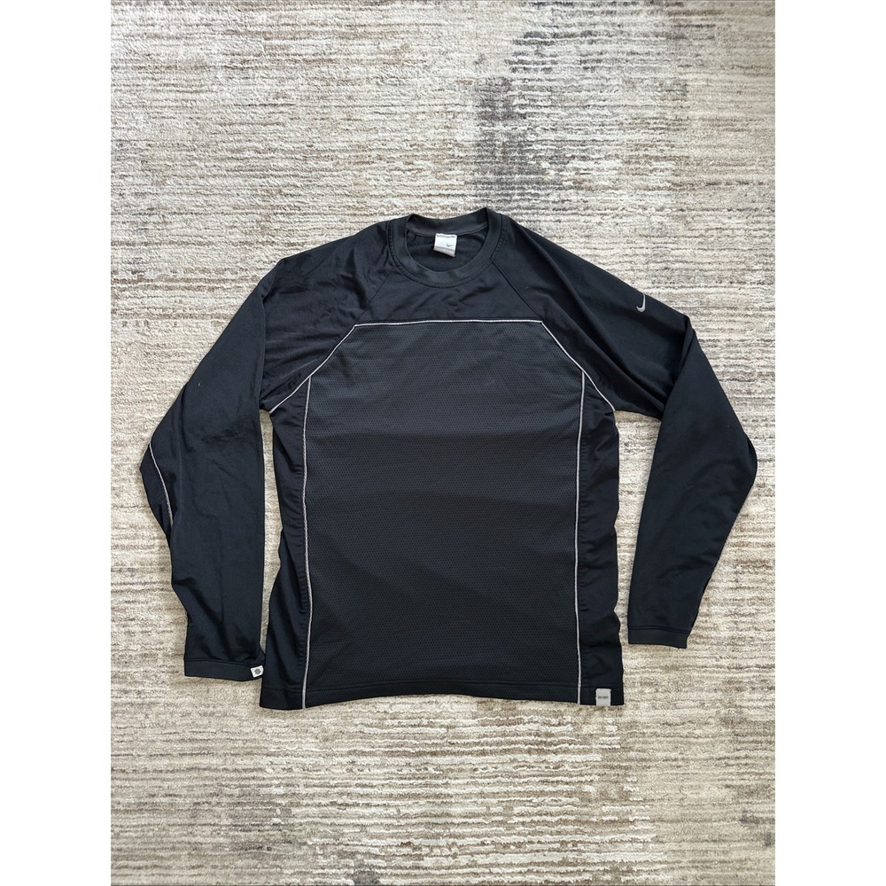 Nike Shirt Men Black Size L Warm-Up Long Sleeve Mesh Vintage Y2K Basketball Logo
